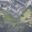 Oblique aerial view of Edinburgh Castle centred on the Western Defences,  looking ESE.