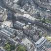 Oblique aerial view of Castlehill and the Lawnmarket, looking SW.