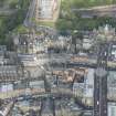 Oblique aerial view of the Lawnmarket and High Street, looking NNW.