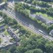 Oblique aerial view of Gorebridge Railway Station, looking S.