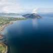 General oblique aerial view centred on Whiting Bay with Holy Island beyond, looking N.