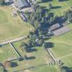 Oblique aerial view of Burgie Castle, looking WSW.