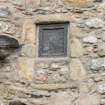 Detail of plaque on south facing wall.