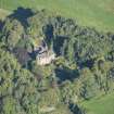 Oblique aerial view of Castle of Hallforest, looking NW.