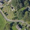 Oblique aerial view of Kirkton of Culsalmond Old Parish Church, looking WNW.