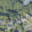 Oblique aerial view of St Rufus Church and Holy Trinity Episcopal Church, looking W.