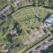Oblique aerial view of Keith Cemetery, Old Parish Church and burial ground, looking NNW.