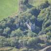 Oblique aerial view of Boyne Castle, looking SSW.