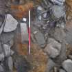 Wall 110 and small posthole within inner entrance passage, Comar Wood Dun, Cannich, Strathglass