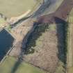 Oblique aerial view of a trench system at Acerknowe Reservoir, Stobs Camp, looking NNE.