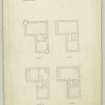 Drawing of plans of upper, second, ground and first floors, Gilbertfield Castle