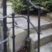 Detail of original metal railings beside east gun pit.