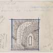 Publication drawing; key-sketch showing position of decoration on window of Chapter House, Dryburgh Abbey.