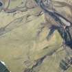Oblique aerial view of the farmsteads and rig on the SW bank of the Shee Water, Glen Shee, looking N.