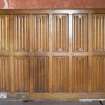 First floor General view of linen fold panelling in dining room.