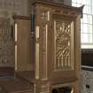 Pulpit showing hand rails at rear.