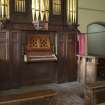 Organ loft and choir benches.