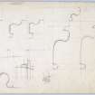 Drawing showing details of capitals, bases and string course, Beauly Priory.