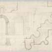 Drawing of plan and elevation of west door, Beauly Priory.
