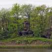 View of the Floating Head sculpture, taken from the N bank of the River Clyde.
