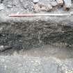 North facing section, photograph from an archaeological excavation at Acheson House, Canongate, Edinburgh