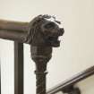 Gallery level. Detail of carved newel cap.