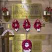 South Aisle. Detail of war memorial.