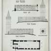 Plan, elevations and section.