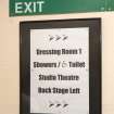 Backstage left, detail of sign 'Dressing Room 1'