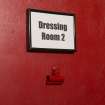 Backstage right, detail of sign 'Dressing Room 2'