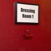 Backstage left, dressing room no.1, detail of door sign