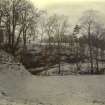 General view of snow-covered grounds, The Peel, Busby
