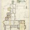 Drawing of first floor plan showing proposed additions and alterations to Leithen Lodge.