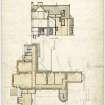 Drawing of attic plan and section showing proposed additions and alterations to Leithen Lodge.
