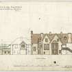 Drawing of west elevation showing proposed additions and alterations to Leithen Lodge.