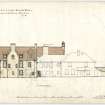 Drawing of east elevation showing proposed additions and alterations to Leithen Lodge.