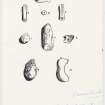Drawings of small finds cist 2, Patrickholm.