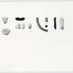 Publication drawing of small finds from Cairny excavation. Digital image of original drawing.