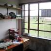 Main Pavilion. Interior. Office with steel-framed window.