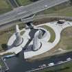 Oblique aerial view of The Kelpies, looking E.