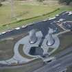 Oblique aerial view of The Kelpies, looking W.