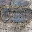 Detail of inscribed brick beside towpath at Murdoch Terrace area of Union Canal, Edinburgh