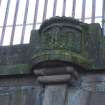 Detail of carved stone showing castle emblem on Edinburgh side of Bridge No 1, Union Canal, Viewforth, Edinburgh