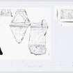 Publication drawing; finds from burial 1: 3, cordoned urn; 4, archer's bracer. Digital image of original drawing.