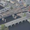 Oblique aerial view of the New Approach Viaduct, Glasgow Bridge, George The Fifth Bridge and Old Approach Viaduct, looking NW.