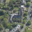 Oblique aerial view of Queen's Park Church and Hall, looking SE.