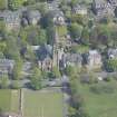 Oblique aerial view of Queen's Park Church and Hall, looking NNE.