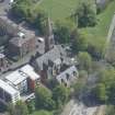 Oblique aerial view of Camphill Queen's Park Church and Hall, looking E.