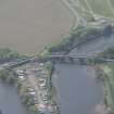 Oblique aerial view of White Cart Bridge, Inchinnan Bridge and Rolling Lift Bridge, looking WSW.