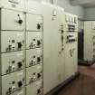 Interior detail. Diesel generator room. Control panels for generators 1 and 2